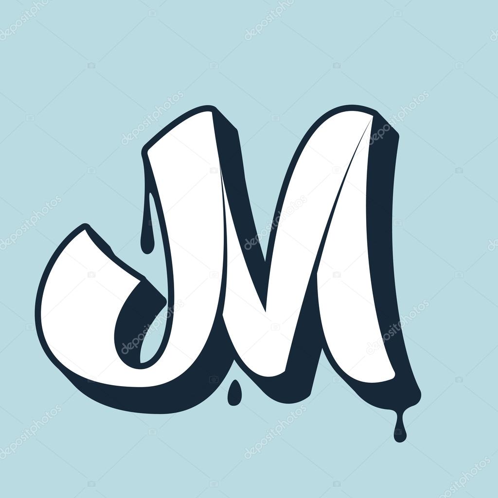 M letter calligraphy logo. Handwritten lettering. 