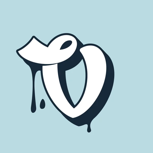 V文字の書道のロゴ。手書きレタリング. — ストックベクタ