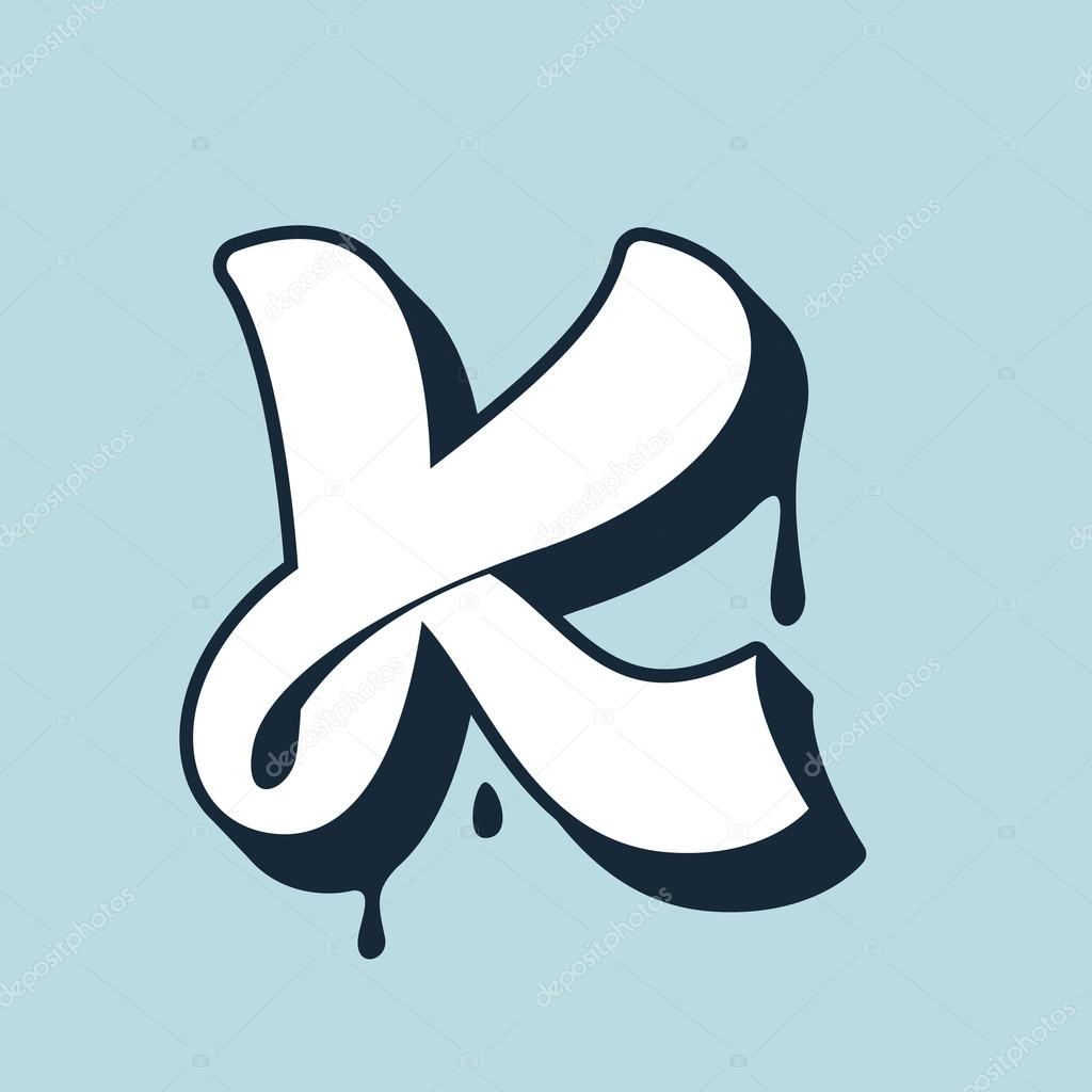 K letter calligraphy logo. Handwritten lettering. 