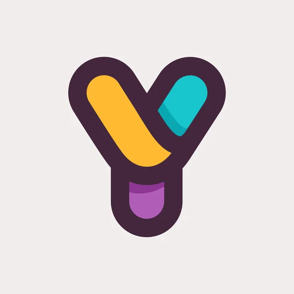 Y betű színes logó. Lapos stílusú design. — Stock Vector