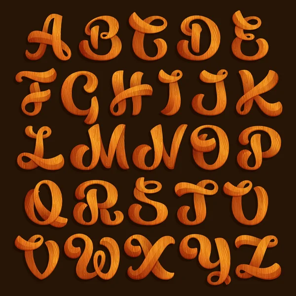 Ahşap doku ile alfabe logolar. — Stok Vektör