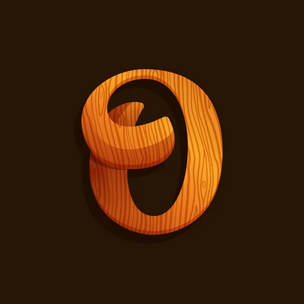 O letter logo with wood texture. — ストックベクタ