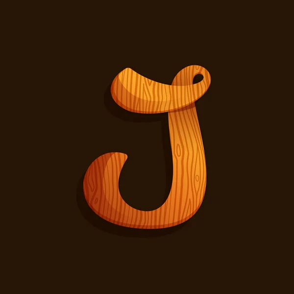 J letter logo with wood texture. — Stock Vector