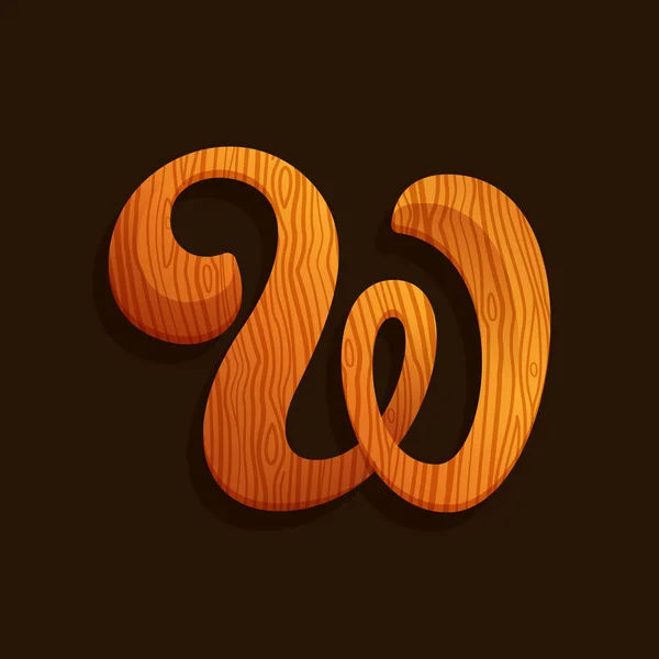 W letter logo with wood texture. — Stockový vektor