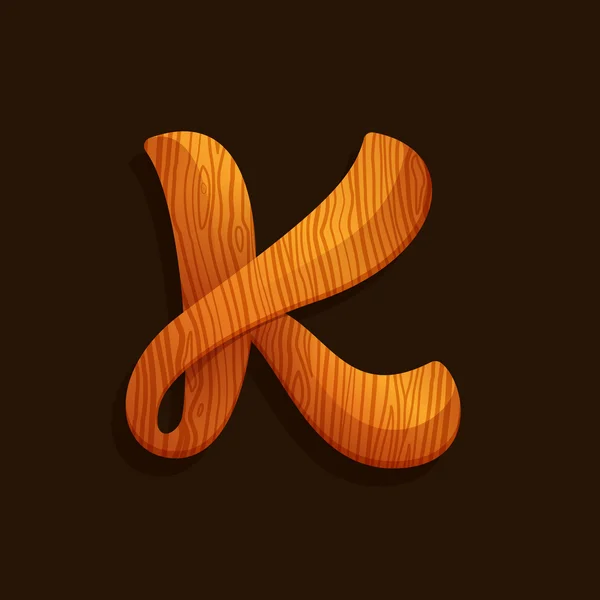 K letter logo with wood texture. — Stock vektor