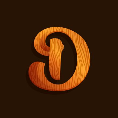 D harfi logo ahşap doku ile.