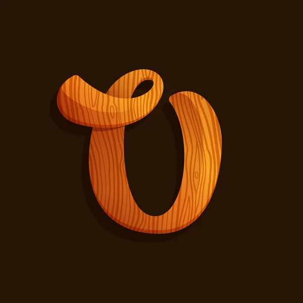 U letter logo with wood texture. — ストックベクタ