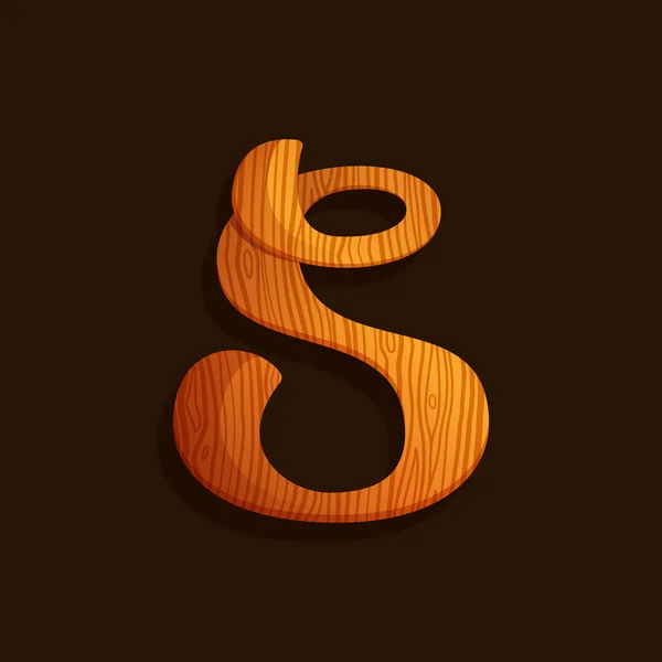 S lettera logo con texture in legno . — Vettoriale Stock