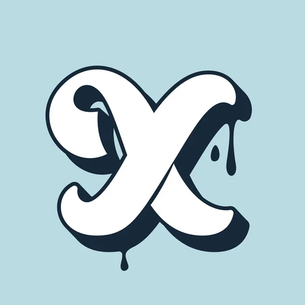 X γράμμα καλλιγραφία λογότυπο. Ιδιόχειρη επιγραφή. — Διανυσματικό Αρχείο