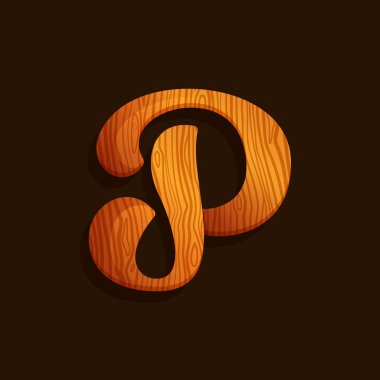 P harfi logo ahşap doku ile.