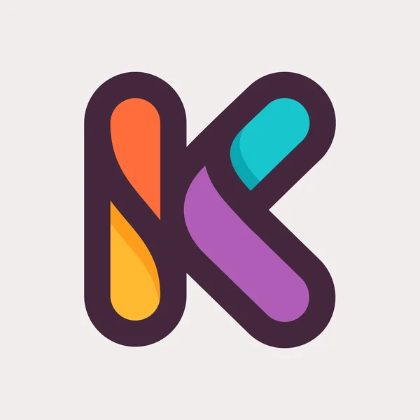 K lettre logo coloré. Design de style plat . — Image vectorielle
