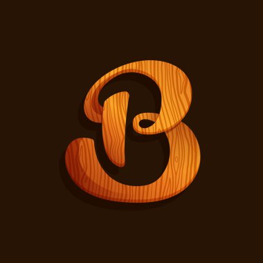 Ahşap doku ile B harfi logo.
