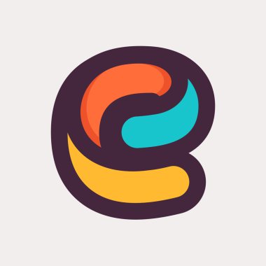 E letter colorful logo. Flat style design.