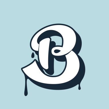 B harfi hat logosu. El yazısıyla yazılan yazı. 