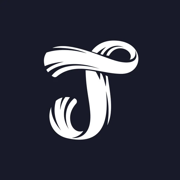 Tipo de letra T logo script . — Vector de stock