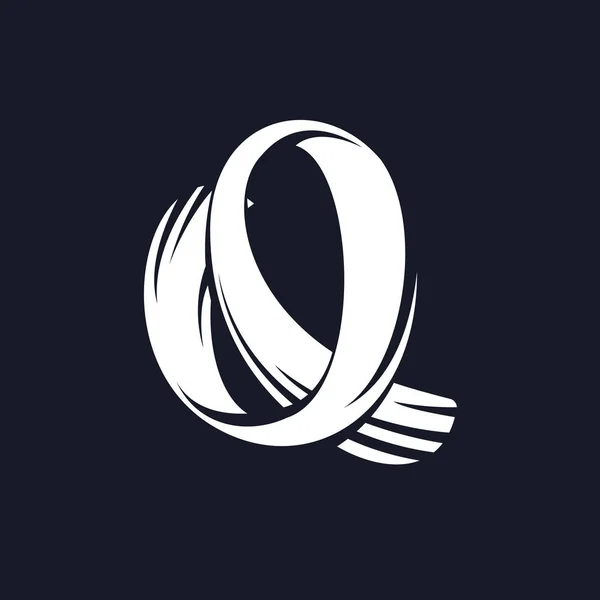 Q písmeno logo skript písma. — Stockový vektor
