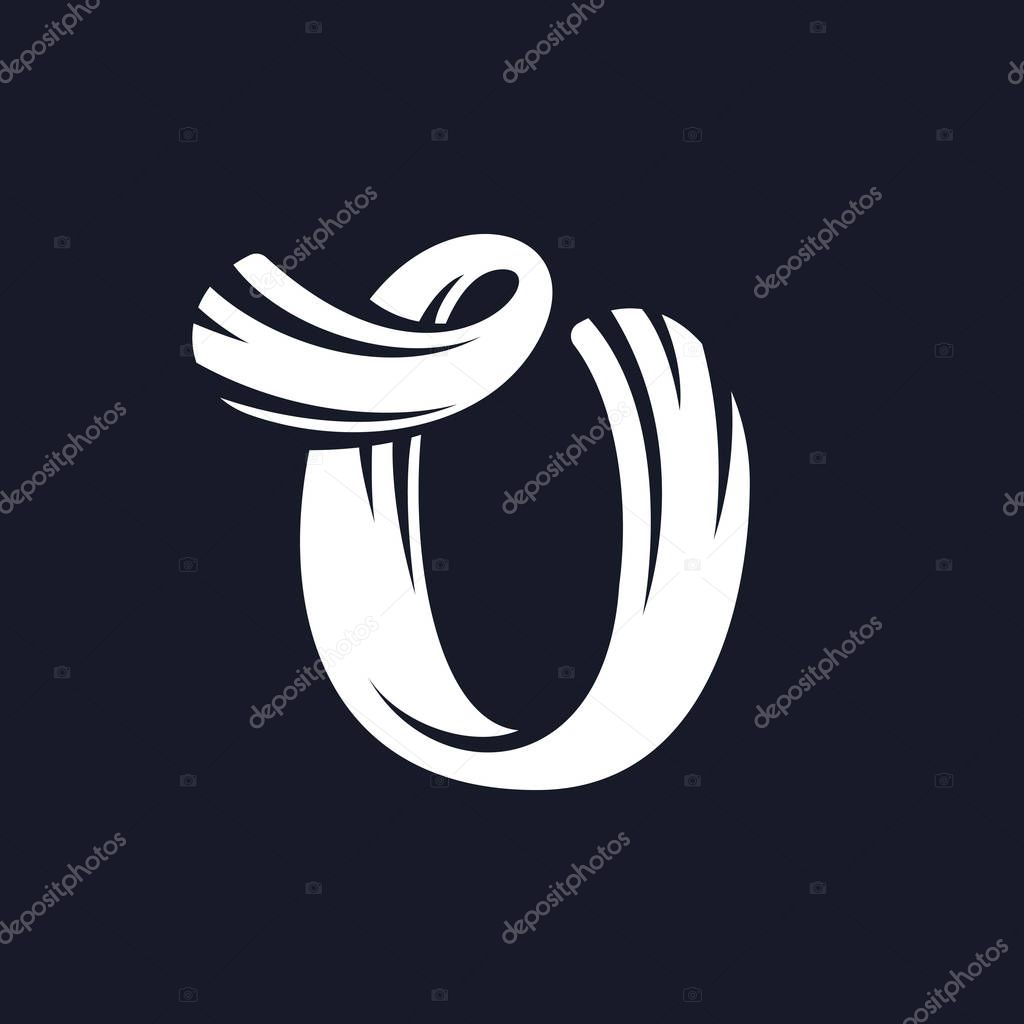U letter logo script typeface.