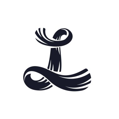 L letter logo script lettering. Vector elegant hand drawn letter clipart