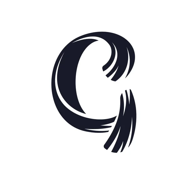 G letter logo script lettering. Vector elegant hand drawn letter — Stock Vector