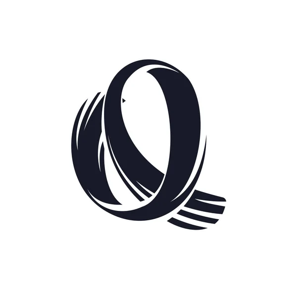 Q 文字ロゴ スクリプトの文字。ベクトル エレガントな手描き文字 — ストックベクタ