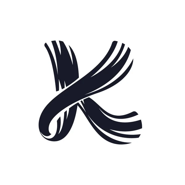 K letter logo script lettering. Vector elegant hand drawn letter — Stock Vector