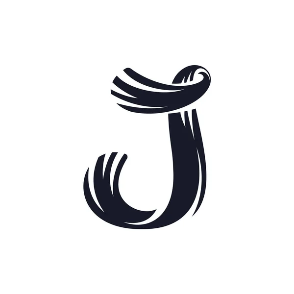 J 字母标志脚本刻字。矢量优雅修长的手画的信 — 图库矢量图片