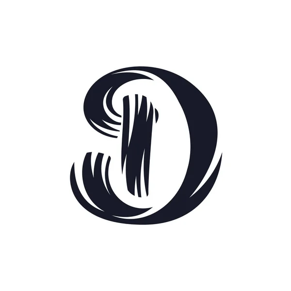 Lettre D lettrage de script logo. Vecteur élégante lettre dessinée à la main — Image vectorielle