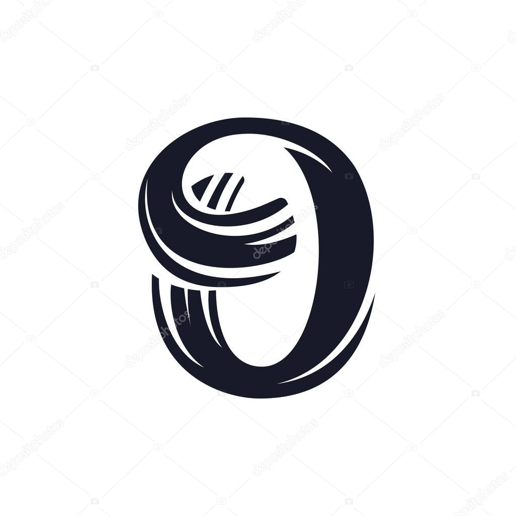 O letter logo script lettering. Vector elegant hand drawn letter