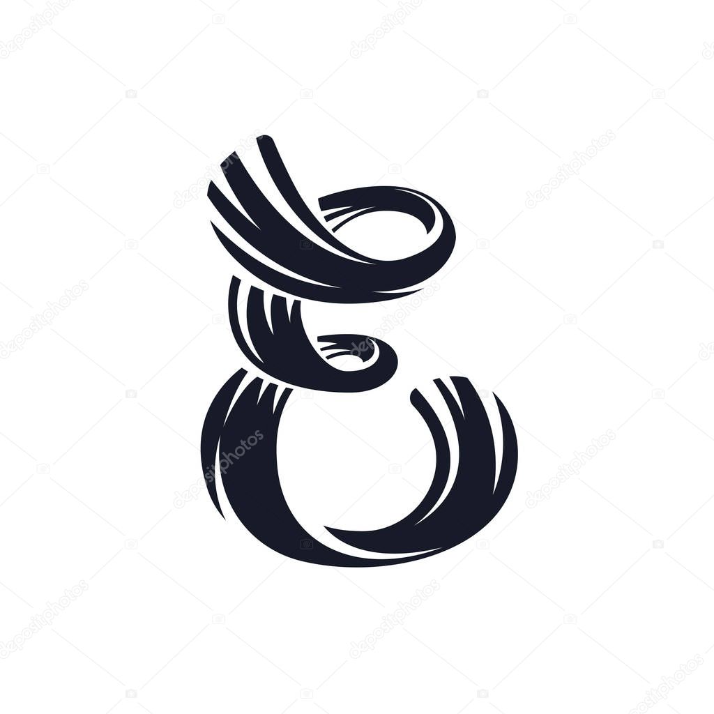 E Letter Logo Script Lettering Vector Elegant Hand Drawn Letter