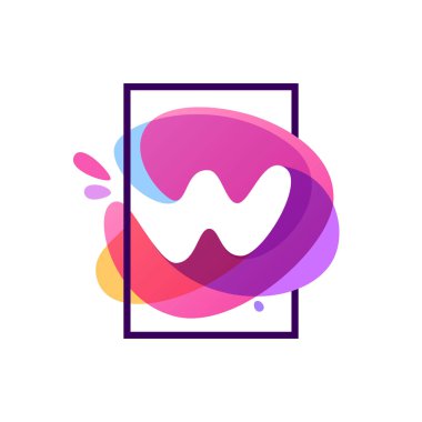 W harf logo suluboya splash arka plan, kare çerçeve.