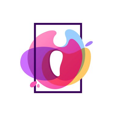 Harf ı kare çerçeve suluboya splash arka plan, logo.