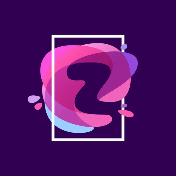 Z brev logotyp i fyrkantig ram på multicolor splash bakgrund. — Stock vektor