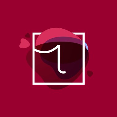 Harf ı kare çerçeve duymak ile suluboya arka plan, logo