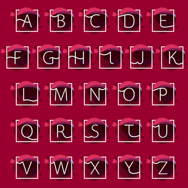 Alphabet-Logos in quadratischem Rahmen auf Aquarell-Hintergrund mit Hea — Stockvektor