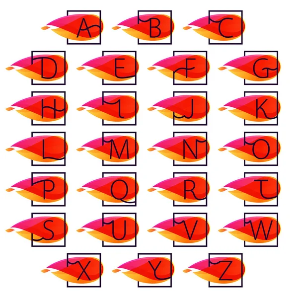 Alfabet loga w ramie kwadratowych o Ogień Płomień tło. — Wektor stockowy