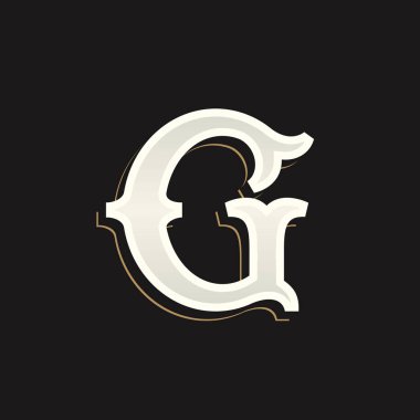 G letter logo with old serif on the dark background. 