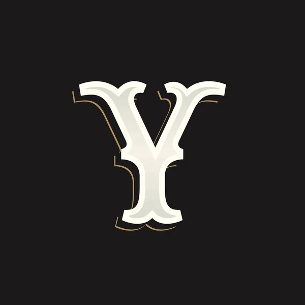 Logotipo de letra Y com serif antigo no fundo escuro . — Vetor de Stock