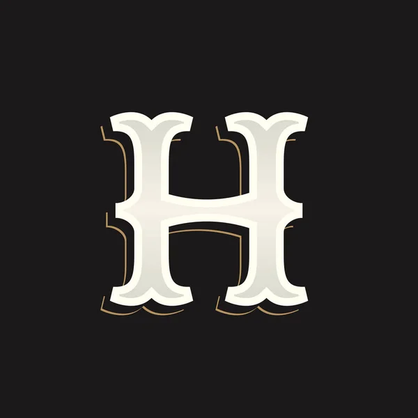 暗い背景に古いセリフと H 文字ロゴ. — ストックベクタ