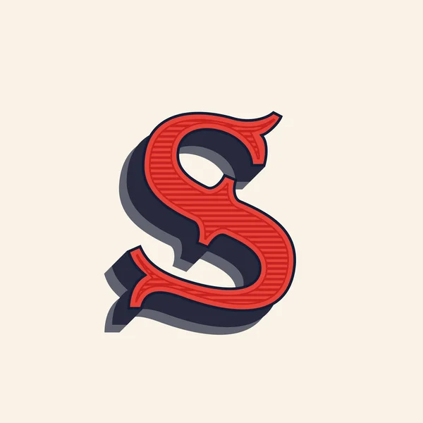 S ตัวอักษรโลโก้ในสไตล์วินเทจตะวันตก . — ภาพเวกเตอร์สต็อก