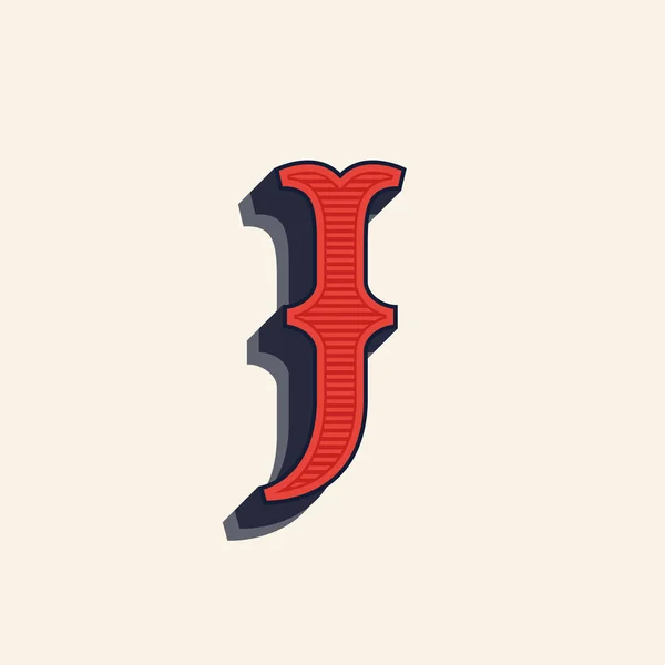 Logotipo J letra en estilo occidental vintage . — Archivo Imágenes Vectoriales