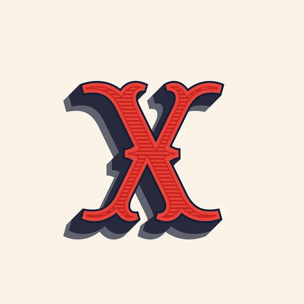 X letter logo in vintage western style. — Stock Vector