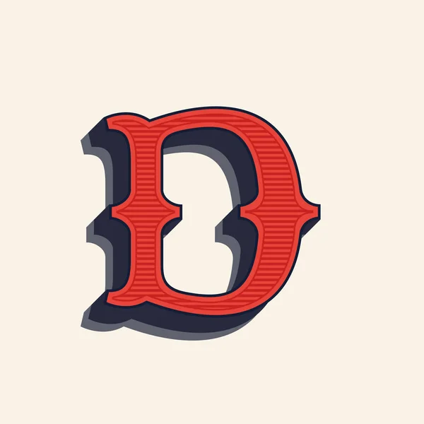 ビンテージ ウエスタン スタイルの D 文字ロゴ. — ストックベクタ