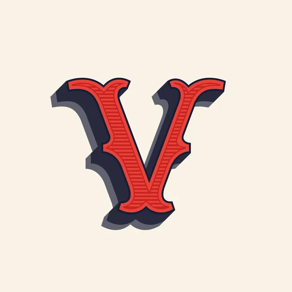 Logo lettre V dans le style occidental vintage . — Image vectorielle