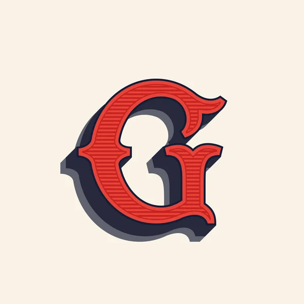 G letter logo in vintage western style. — Stock Vector