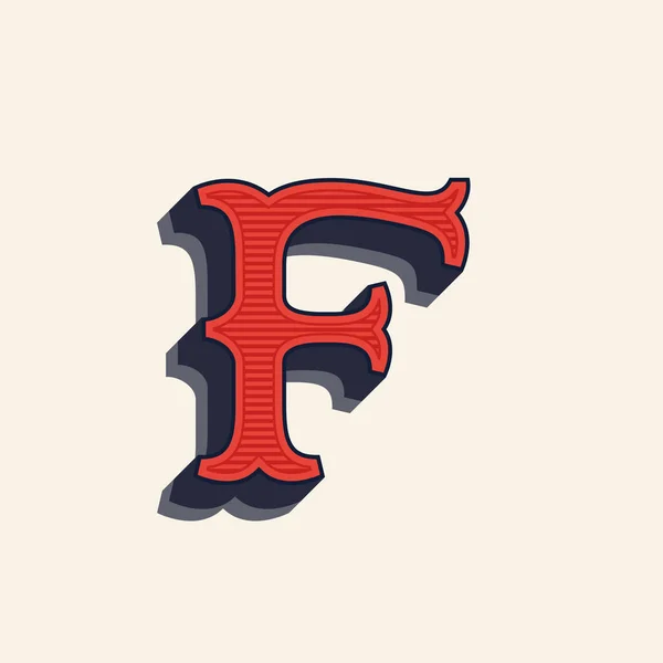 F písmeno logo v západním stylu vintage. — Stockový vektor