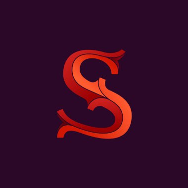 S harfi logo zarif retro yönlü tarzı. 