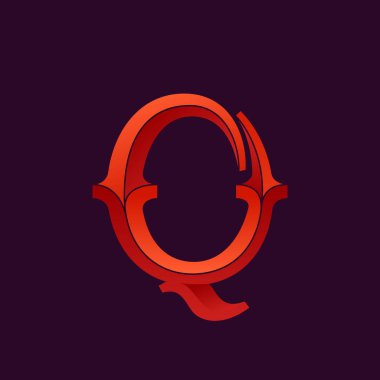 Q zarif retro yönlü tarzı logoda harfi. 
