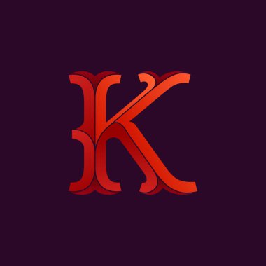 K harfi logo zarif retro yönlü tarzı. 