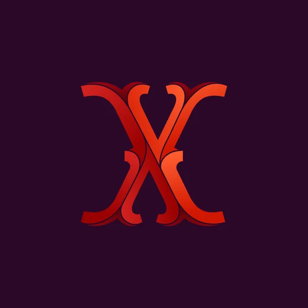 Logotipo de letra X en elegante estilo facetado retro . — Archivo Imágenes Vectoriales