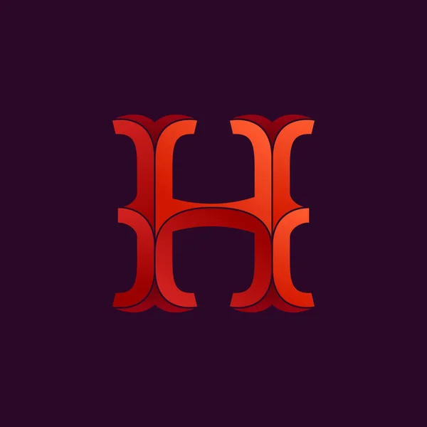 H lettera logo in elegante stile retrò sfaccettato . — Vettoriale Stock